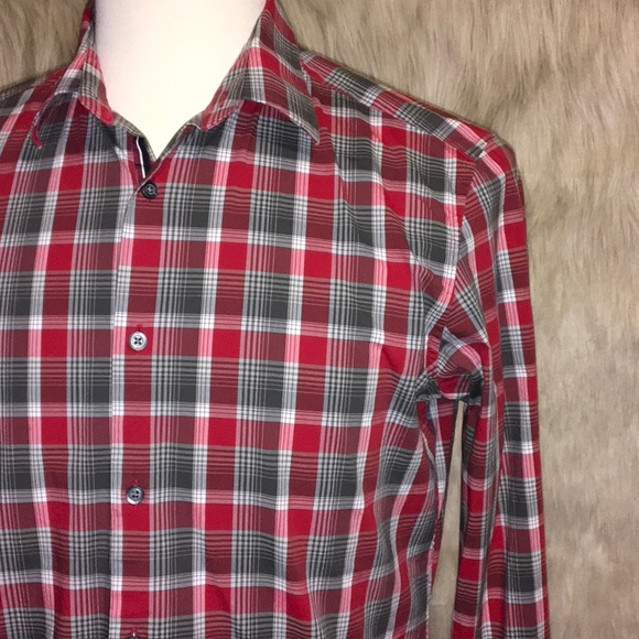 Banana Republic Other - Banana Republic Red Plaid Slim Fit Stretch Shirt M